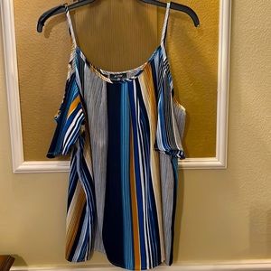 Multicolored stripped cold shoulder tank XL